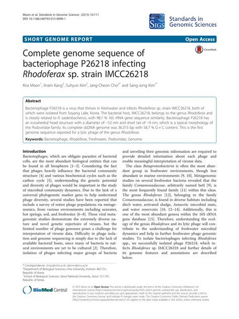 (PDF) Complete genomic sequence of bacteriophage .